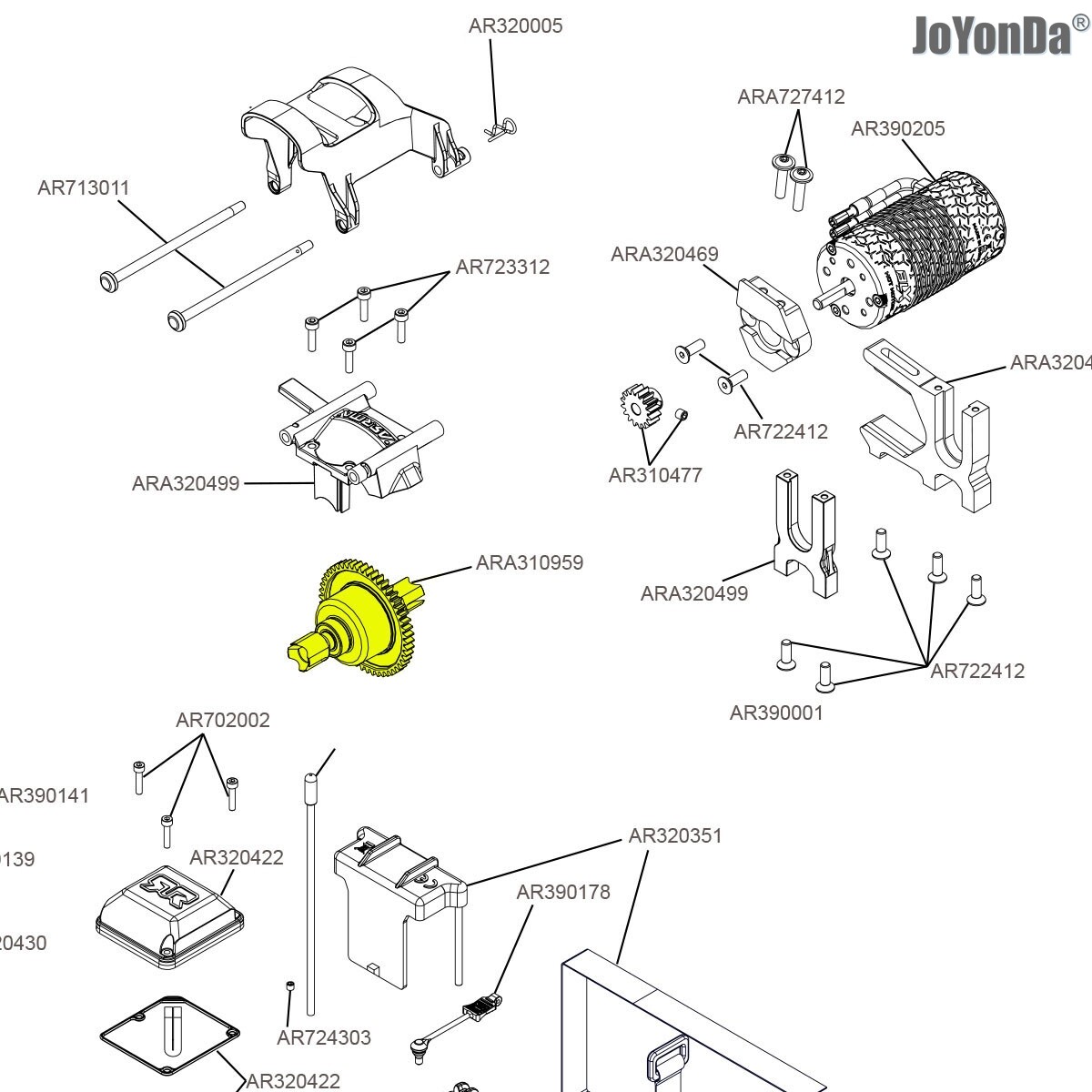 #ARA310959 50T Metal Center Diff Set for RC Arrma 1/7 Mojave 6S 1/8 TYPHON 4X4