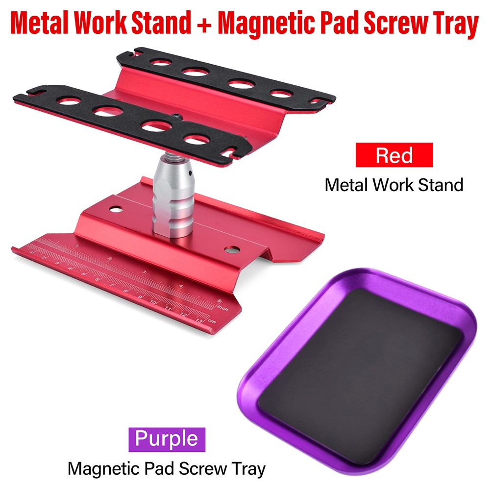 RC Car Work Stand Metal Repair Workstation w/ Magnetic Tray For 1:8 1:10 RC Car