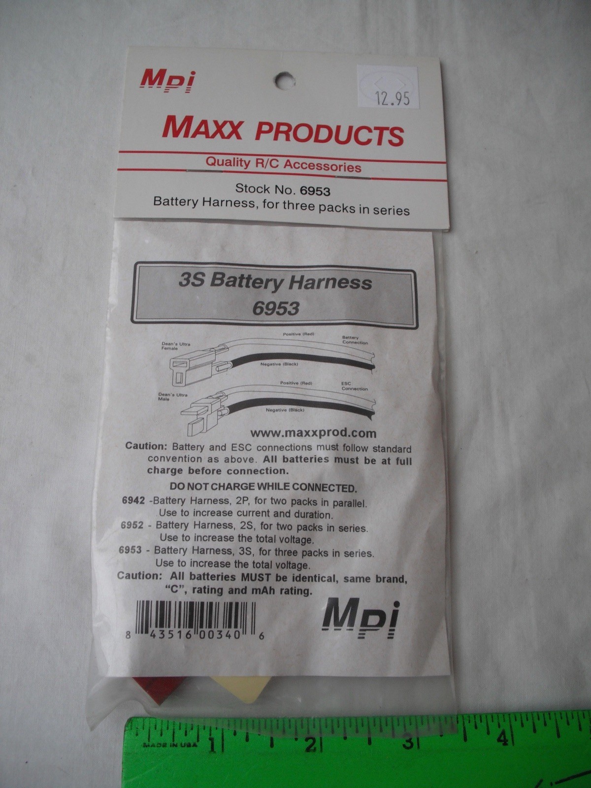 Lot of 4 Maxx Products Mpi 6953, 3S Battery Harness, Wire, RC R/C Plane Airplane
