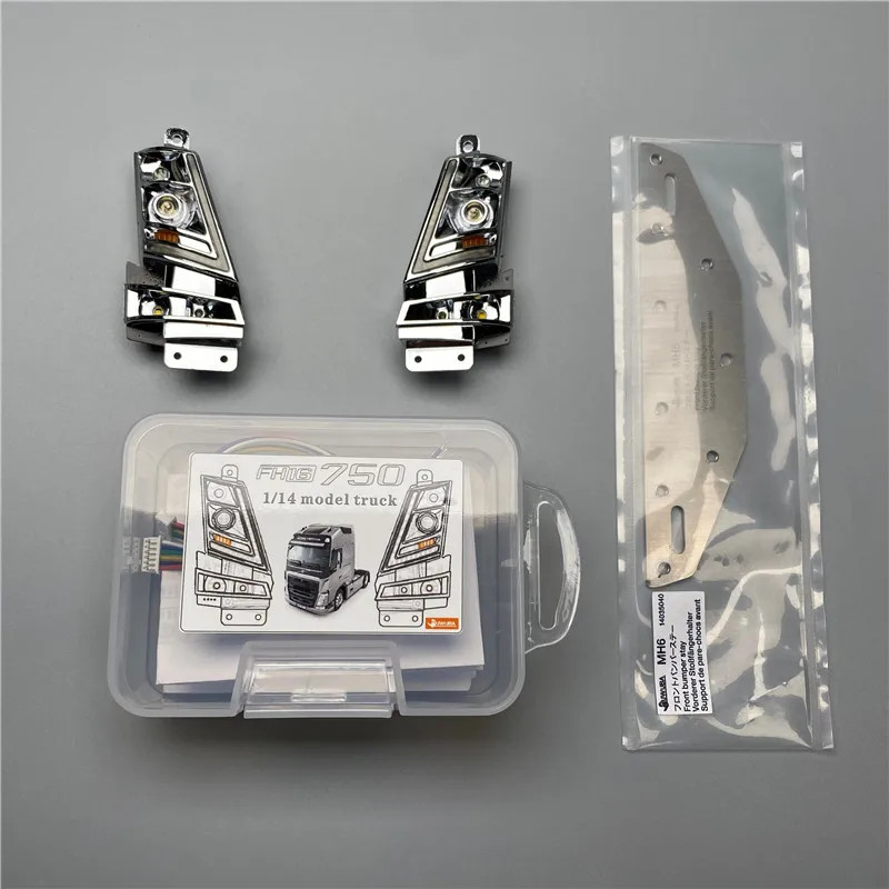 1 Pair LED Running Water Headlights Upgrade Light 1:14 For Tamiya RC Truck FH16