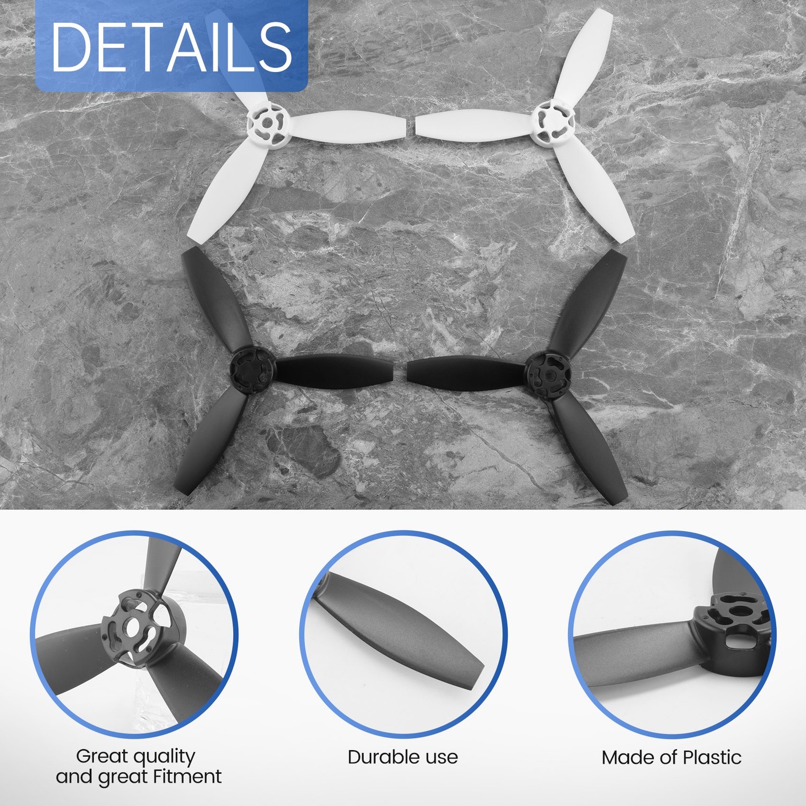 4 Propellers Props Replacement Parts Blades For Parrot Bebop 2 Drone Black4096