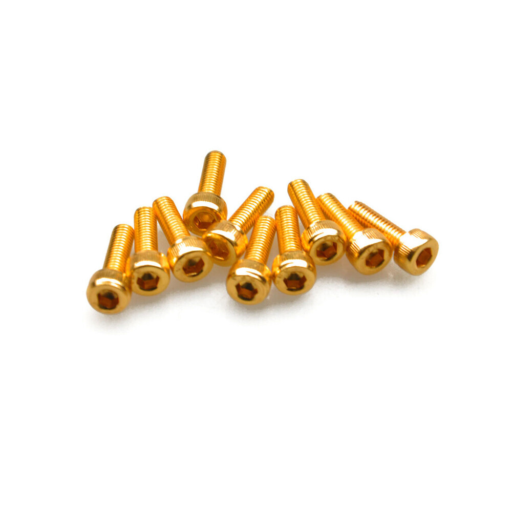 FLYXM 10/20X M3*6/8/10/12mm Gilded Hexagon Socket Cap Head Hex Screw Bolts New