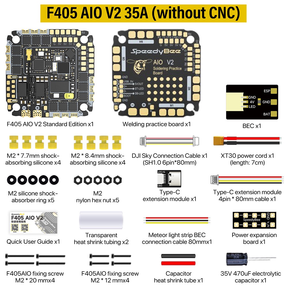 SpeedyBee F405 AIO V2 RC Controller 35A 40A ESC 2IN1 ICM-42688 Gyro Dual BEC