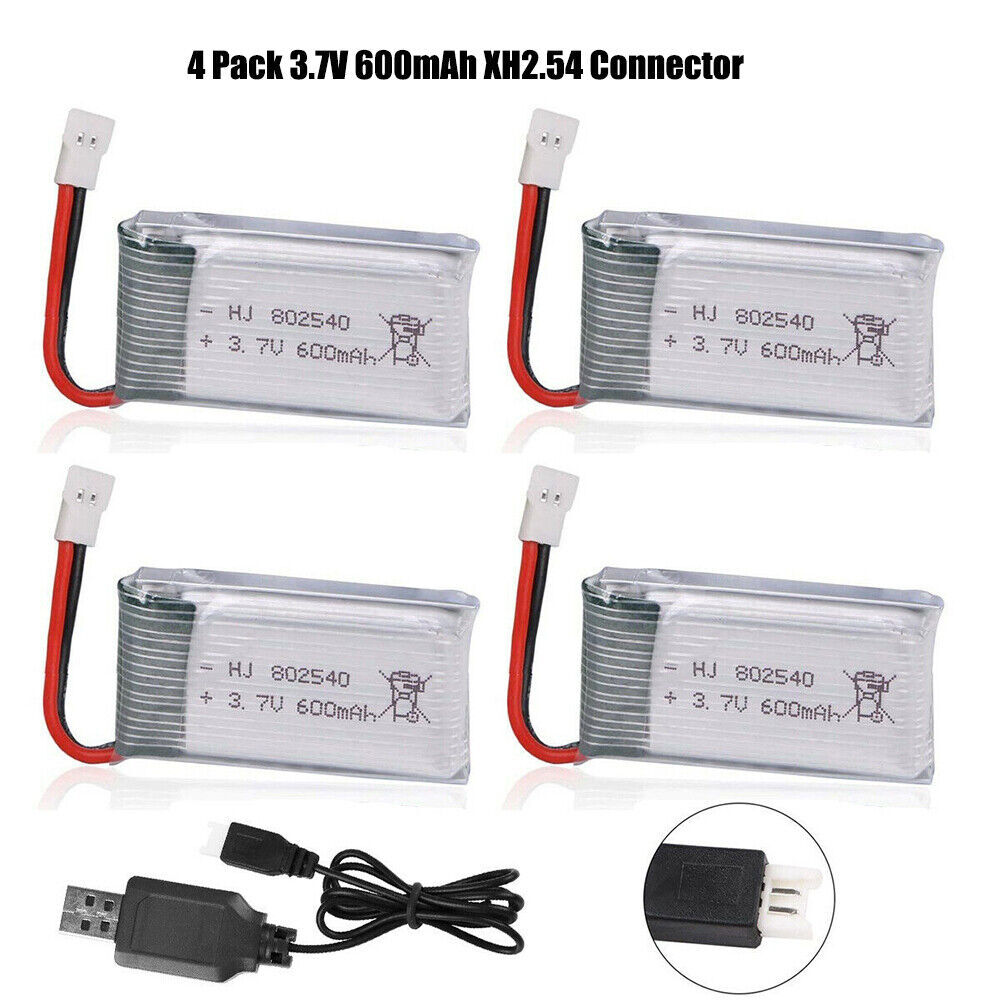 3.7V 600mAh Lipo battery 25C XH2.54 Plug+USB Charger For RC Quadcopter Drone