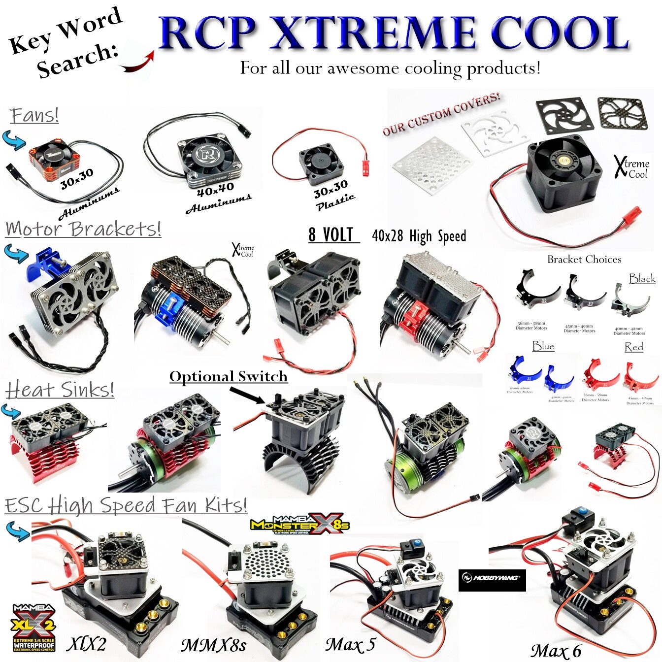 RCP Motor Wires 4mm Male to 6.5mm Female Brushless Motor Wire Adapters 3 or 6″