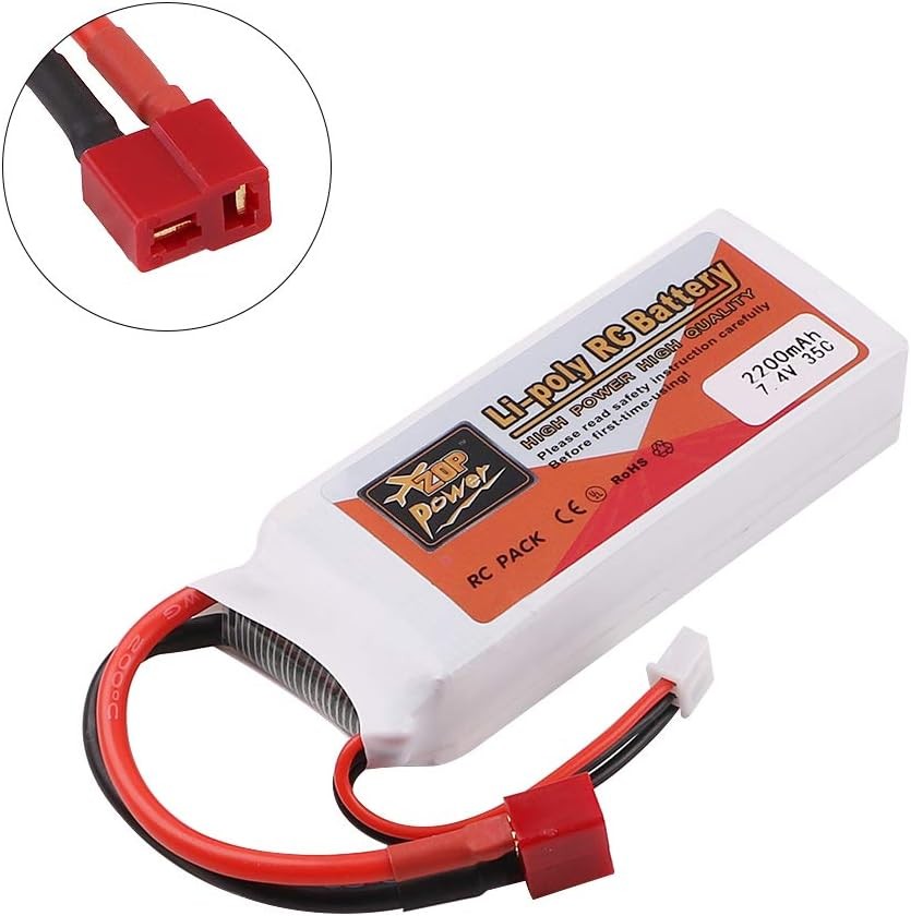 7.4V 2200mAh 35C 2S LiPo Battery Deans T Plug For RC Car Boat Helicopter Drone