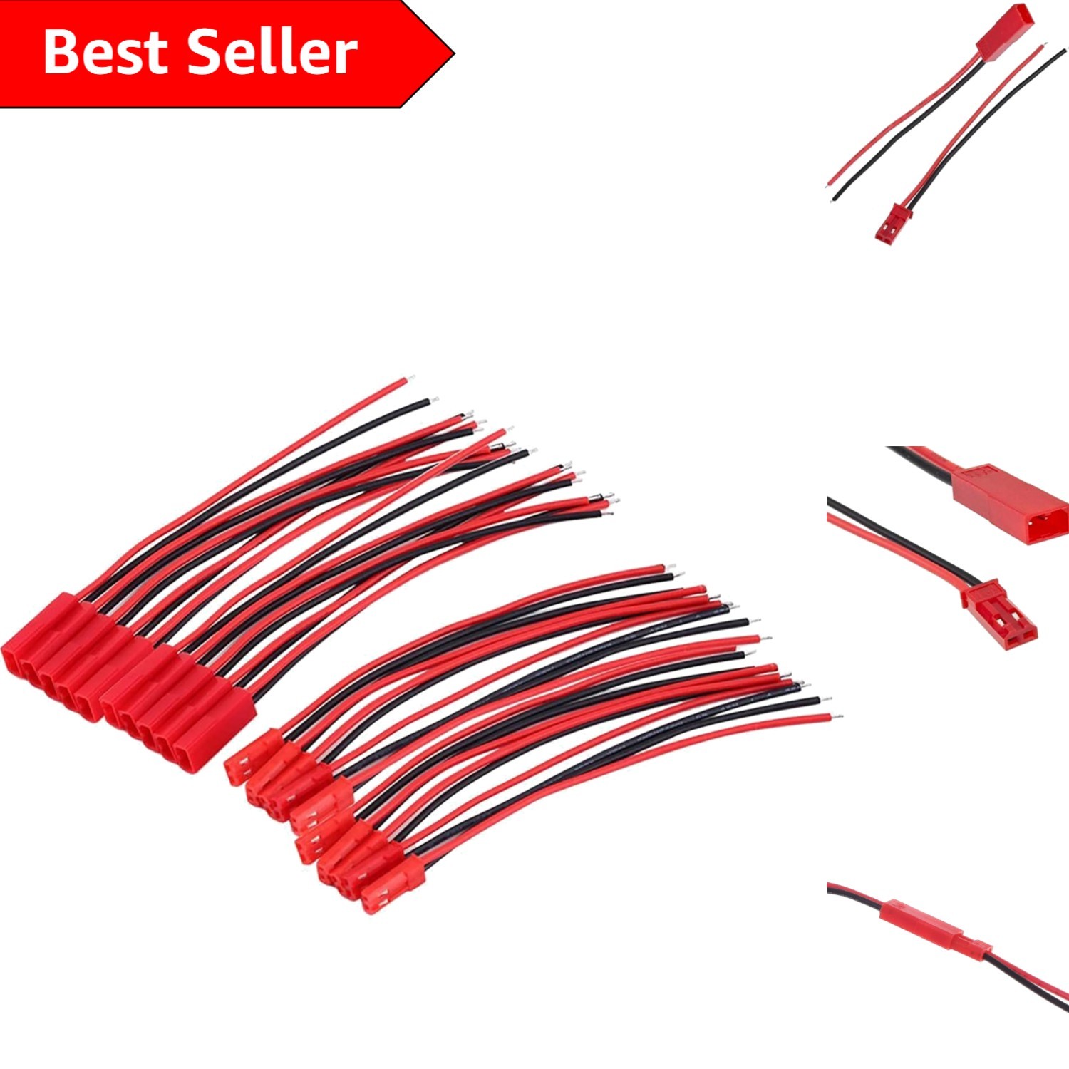 Versatile 2 Pin JST Connector Cable – 20 Pairs for Mini RC Helicopters and LEDs