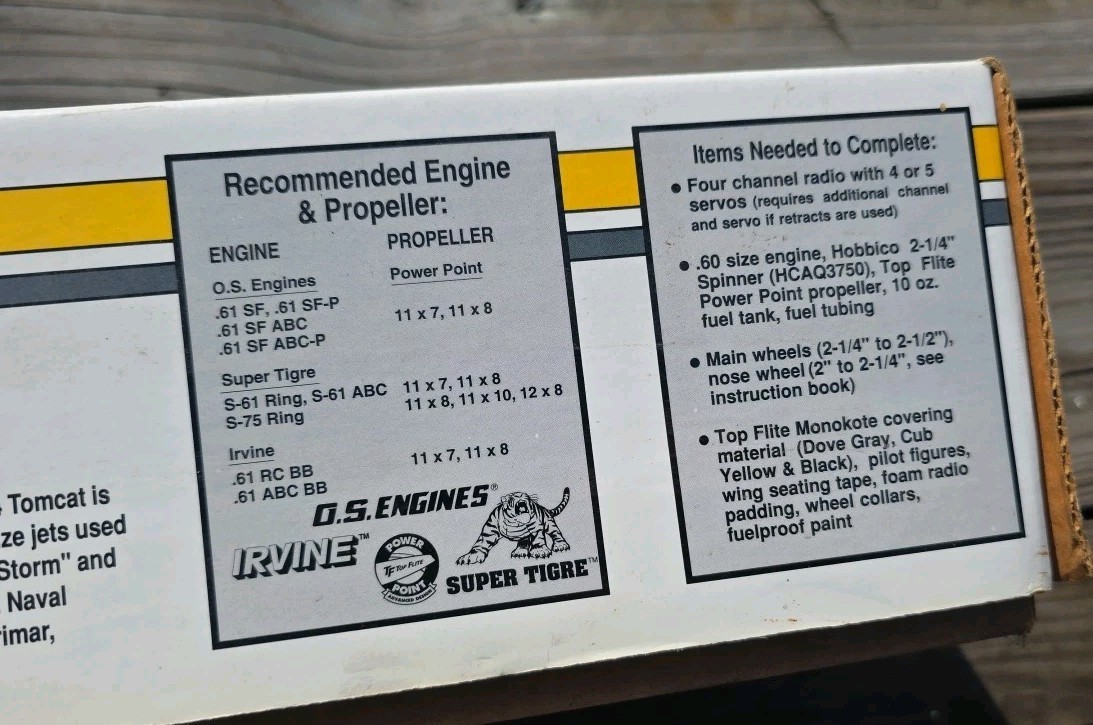 GREAT PLANES – F-14 Tomcat Kit – 58″ Wingspan NJ23 Open Box Good Condition