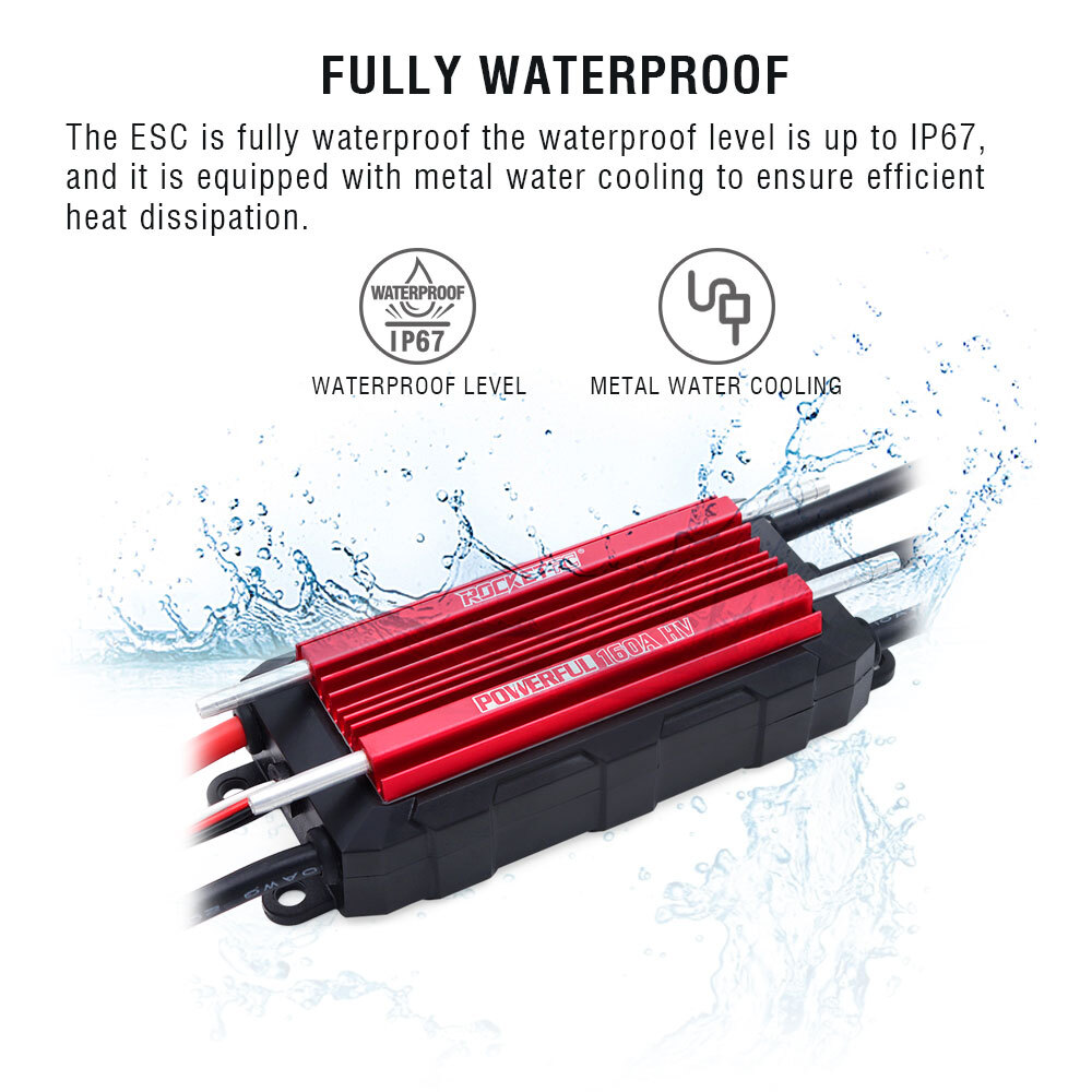 ROCKET-RC 70A-200A Waterproof Brushless Marine ESC 3S-14S LiPo HV for RC Boat