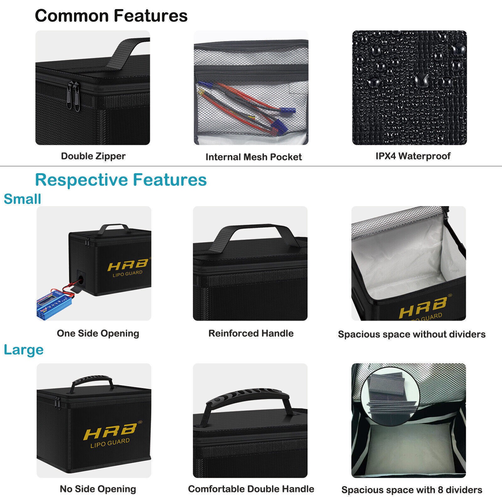 HRB Lipo Battery Safe Bag Guard Fireproof Explosionproof Sack For Storage Charge