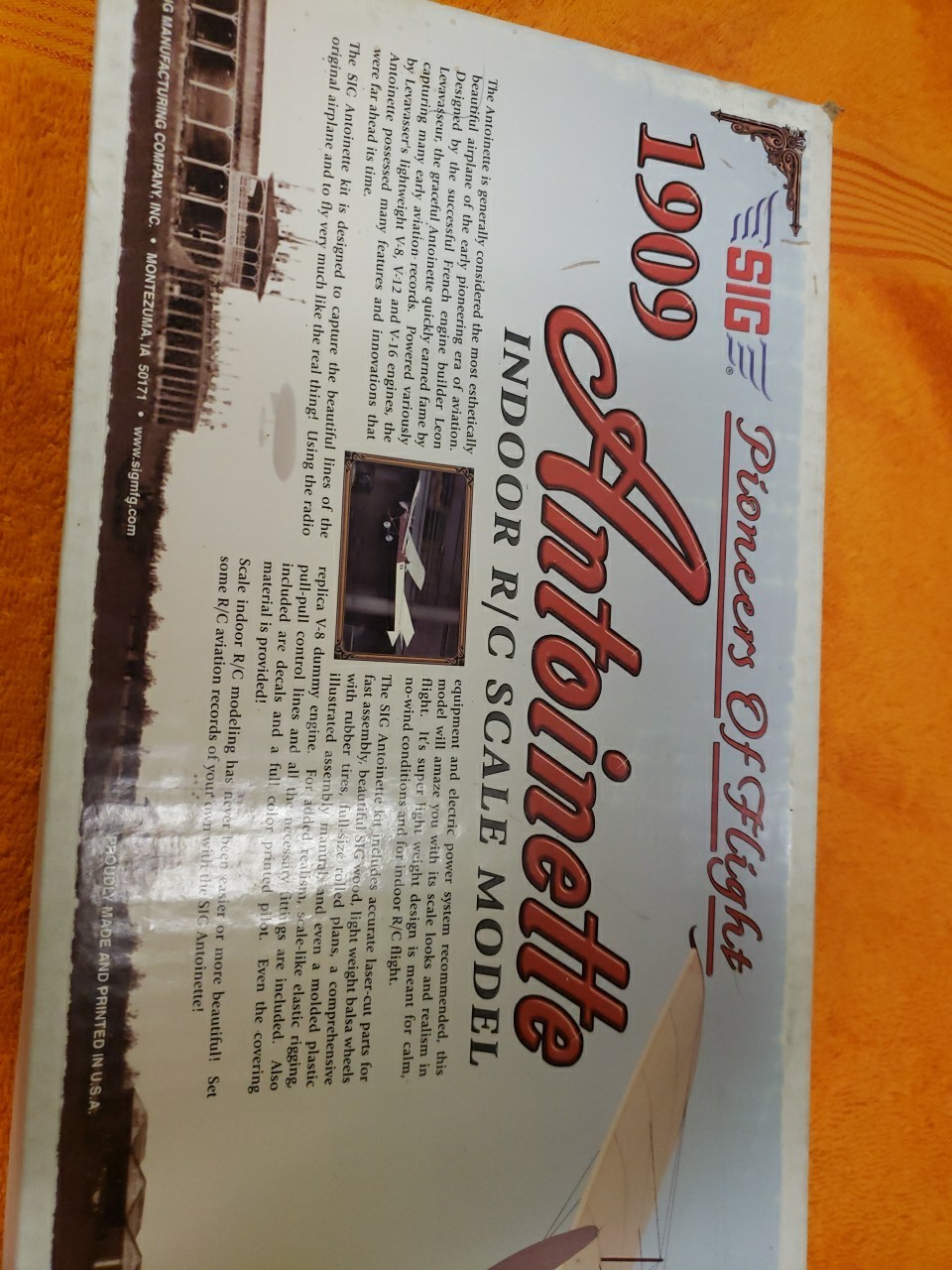 SIG Kit – Sig 1909 Antoinette Indoor RC Scale KIT – 49.25″ wingspan – New!
