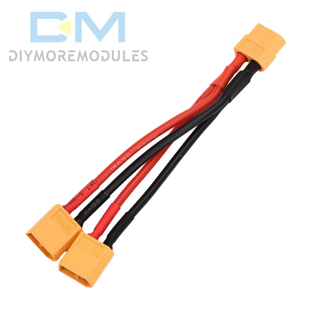 XT60 Male/Female Cable Parallel Battery Connector 4AWG Silicone Wire Y Splitter