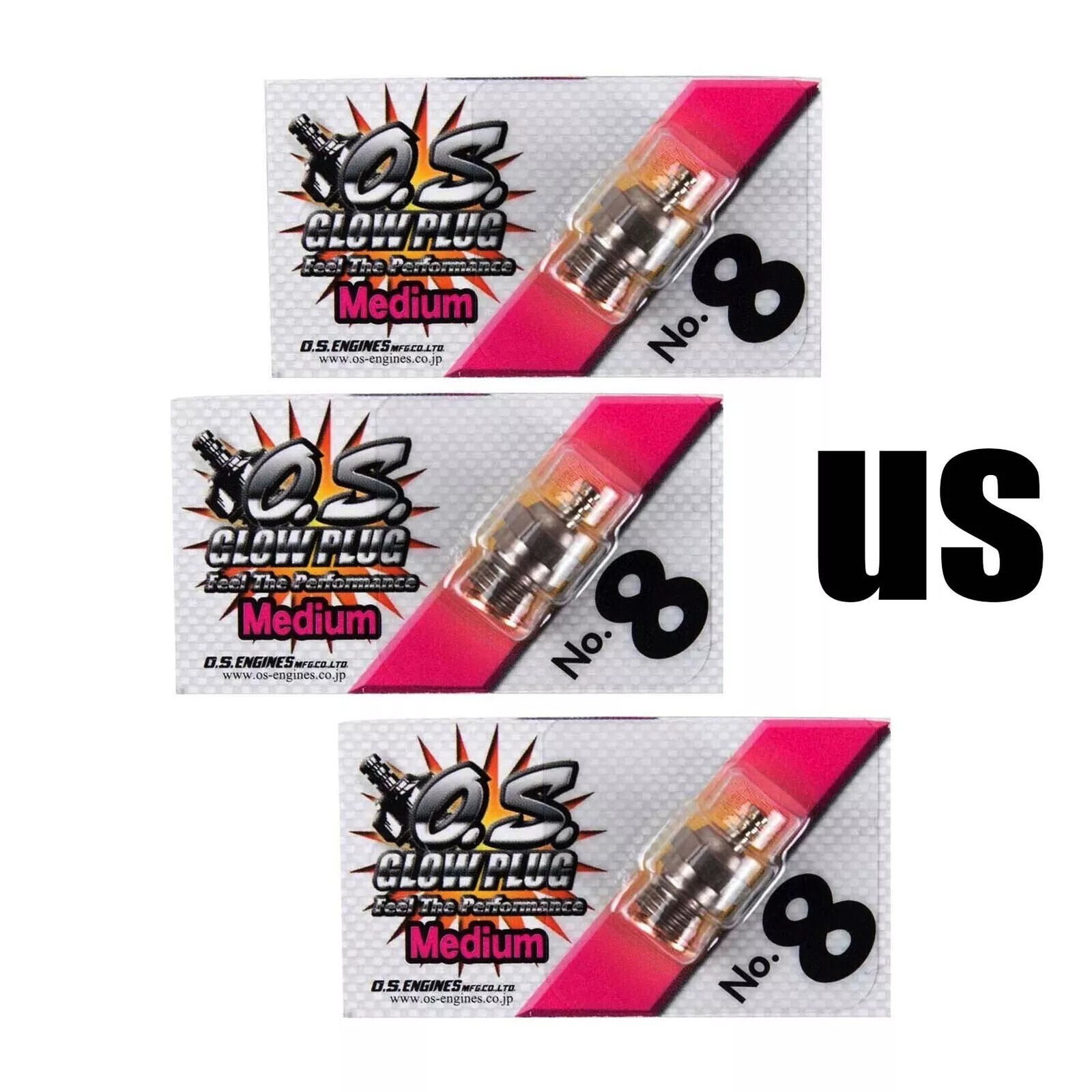 3pcs O.S. Spark Glow Plug NO.8 OS #8 For Nitro Fuel Engine RC Car Airplane