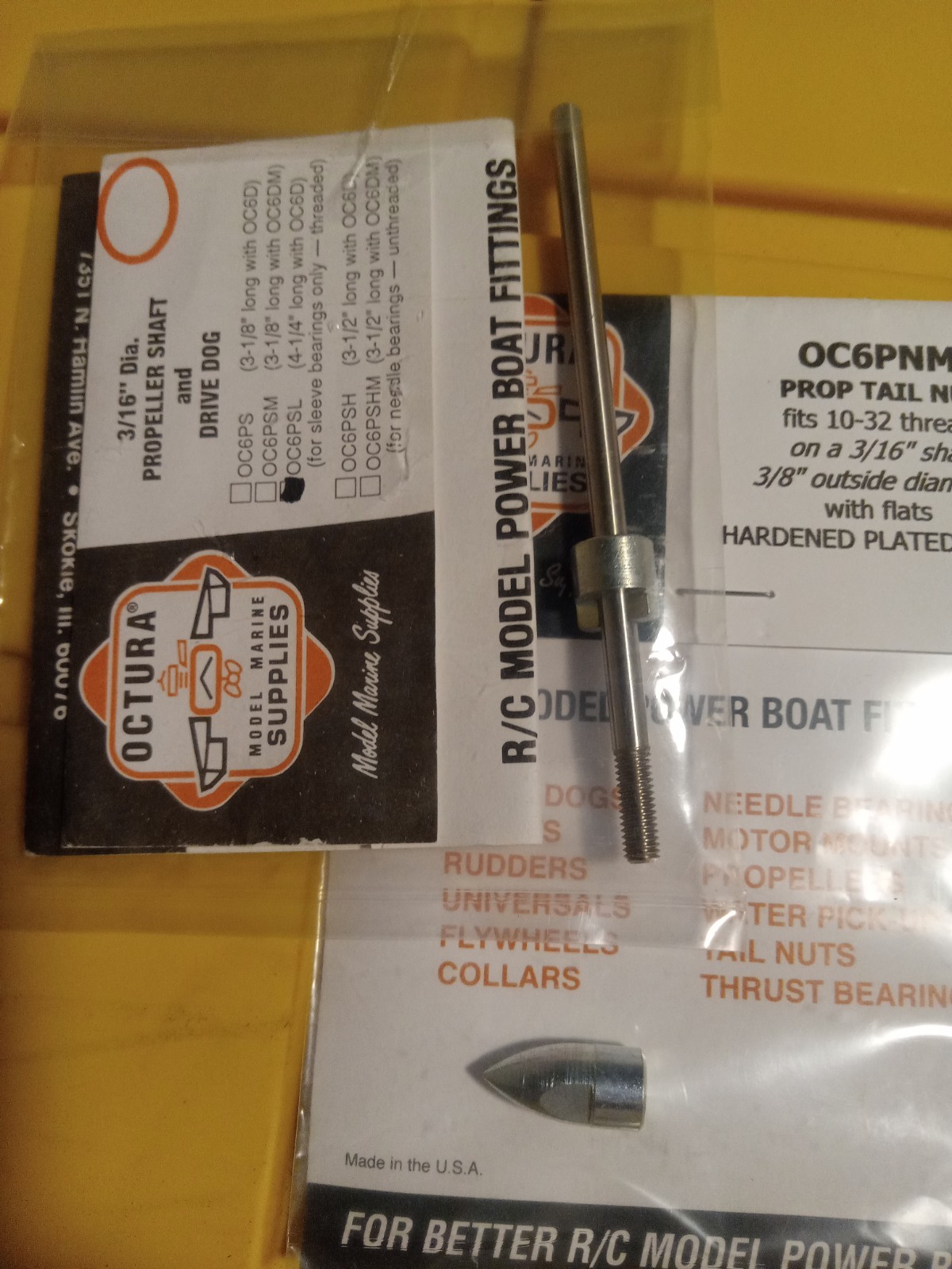 OCTURA 3/16″ Propeller Shaft & Drive Dog, Prop-nut, Ujoint Assembly Parts.