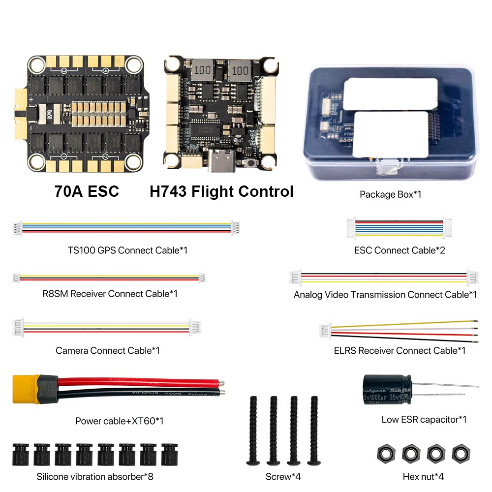 9IMOD H743 Flight Stack Control 4in1 70A/80A ESC 3-8S Lipo 30.5×30.5mm Dual Gyro