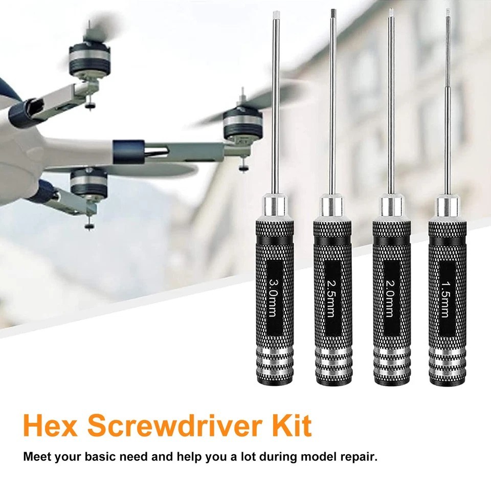 4Pcs Hex Screwdriver Set RC Tools Kit 1.5/2.0/2.5/3.0 mm for RC Helicopter Boat