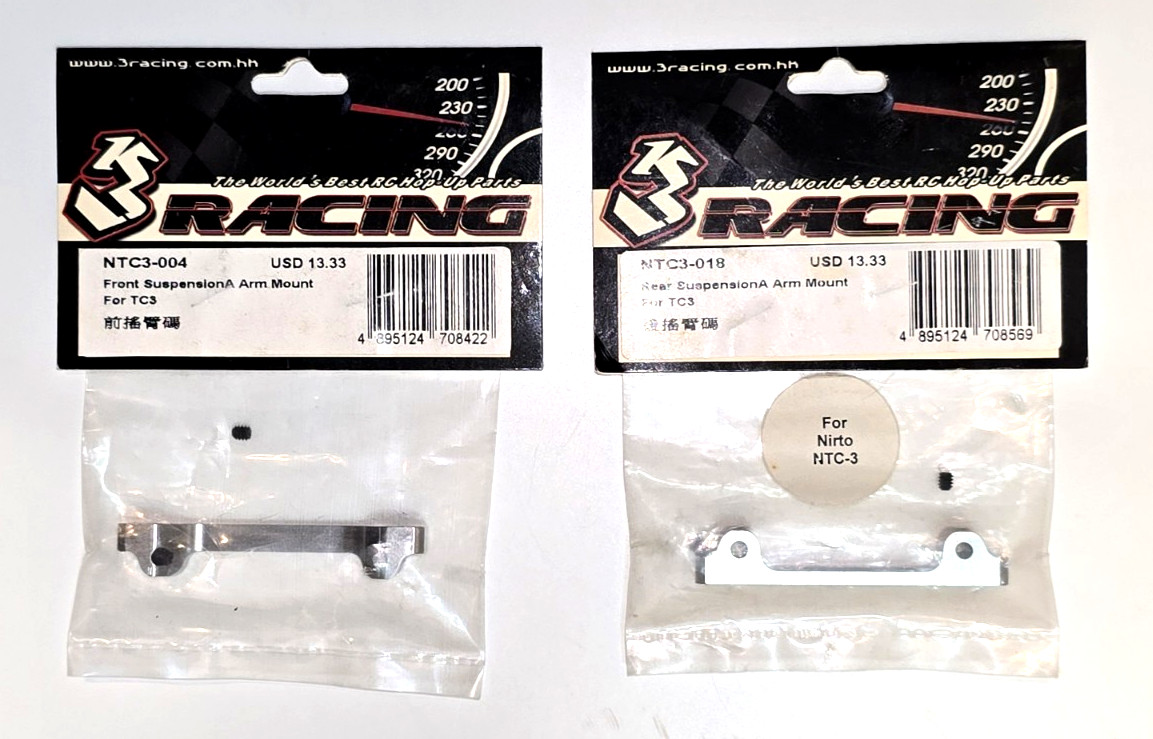 Vintage 3 Racing NTC3 Nitro TC3 Aluminum Front Rear Suspension Arm Mounts RARE