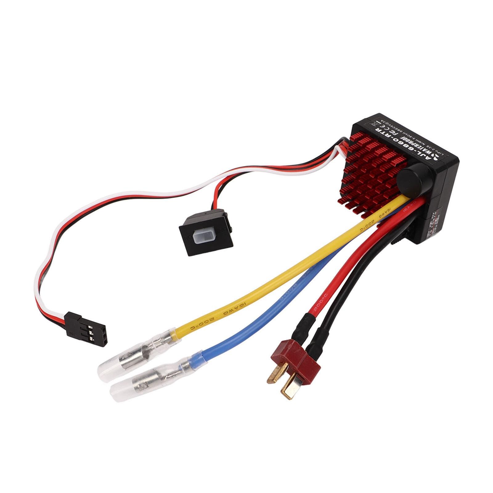 Brushed 60A ESC Waterproof Speed Control 2S-3S LiPo for 1/10 RC Cars Boat