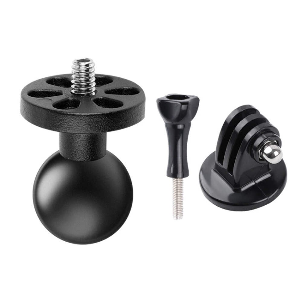 1/4 inch Screw 25mm Ball Head Motorcycle Fixed Mount Holder w/ Tripod Adapter