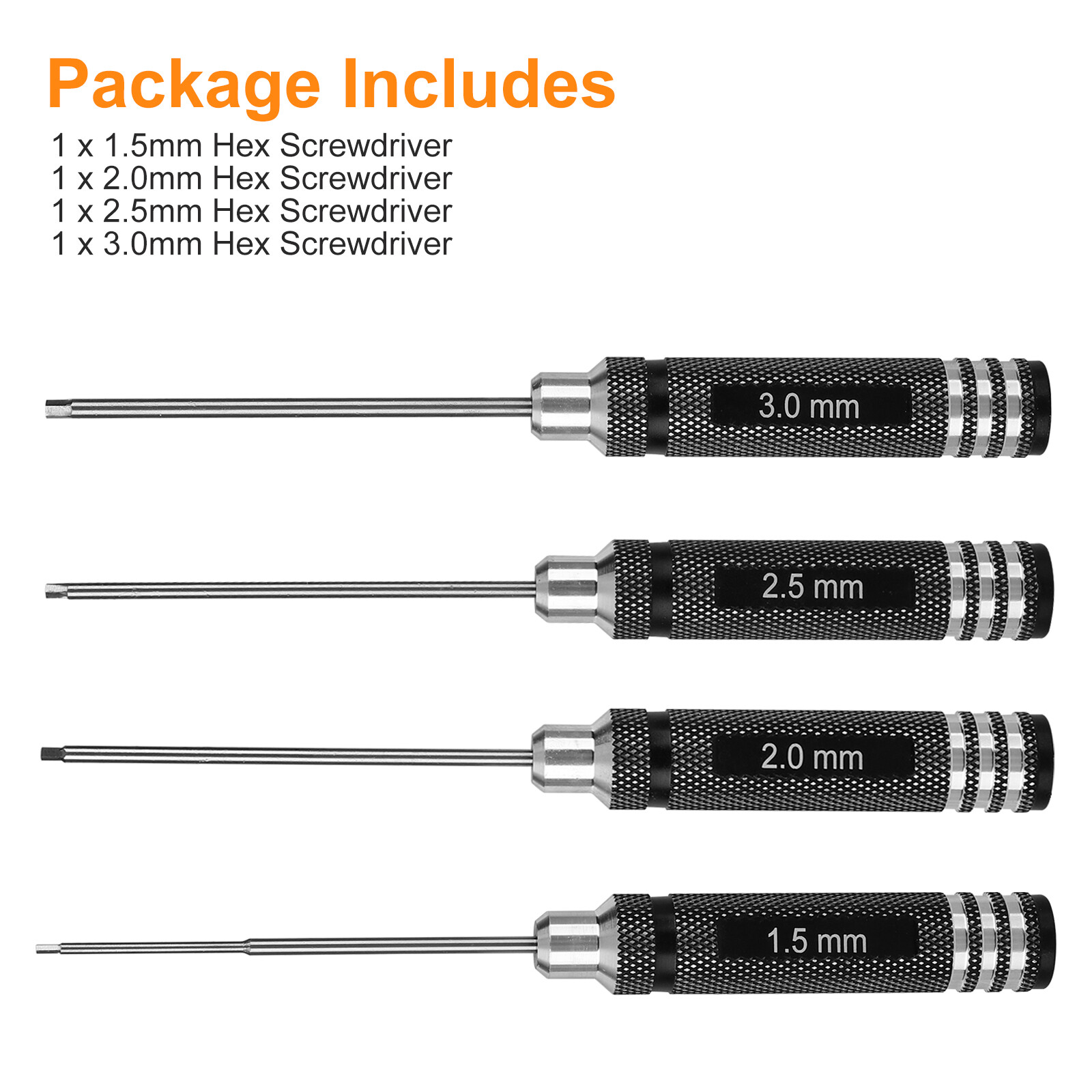 4Pcs Hex Screwdriver Set RC Tools Kit 1.5/2.0/2.5/3.0 mm for RC Helicopter Boat