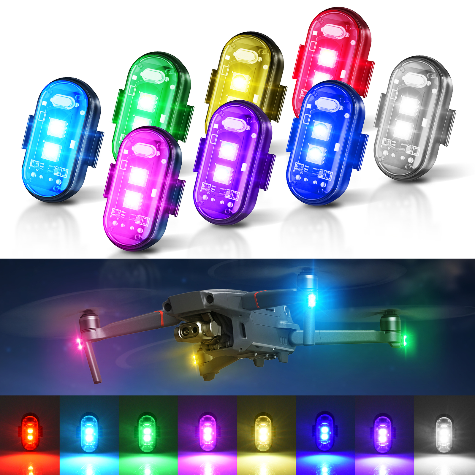 8Pcs RGB LED Strobe Light Wireless Remote Control Car Bike Motorcycle Flash Lamp