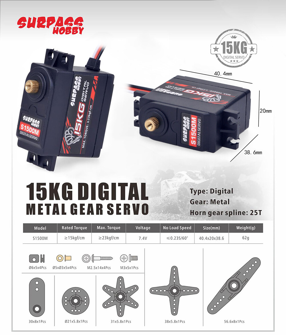 Digital Servo 9g 17g 25g 15kg 20kg 25kg 30kg 70kg for 1/12 1/10 1/8 RC Car Boat