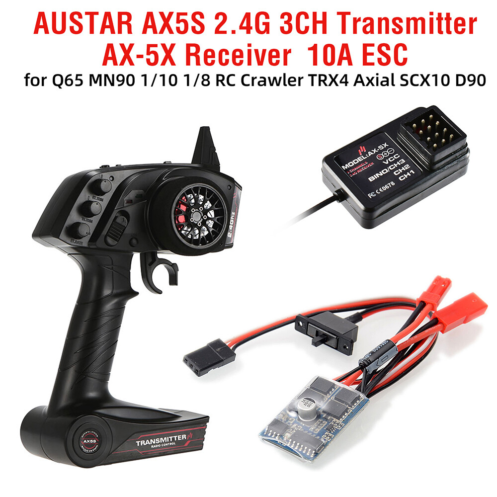 AUSTAR RC Transmitter and Receiver 2.4G 3CH 4CH 6CH for 1/10 1/8 Crawler TRX4