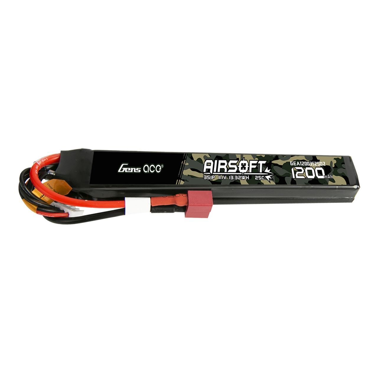 Gens Ace 25C 1200mAh 3S1P 11.1V Airsoft Battery With Dean 2X Plug